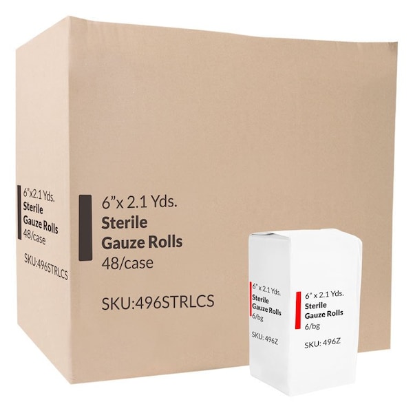 Oasis Sterile Stretch Gauze Rolls, 6 in. x 2.1 Yards, 48PK 496STRLCS - main